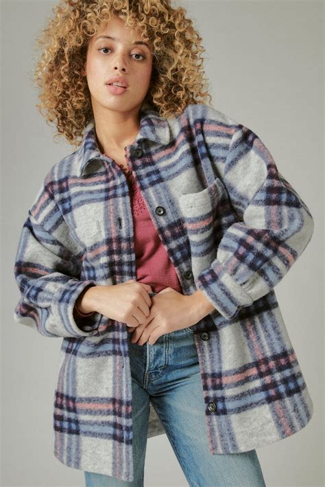 long plaid shacket women.